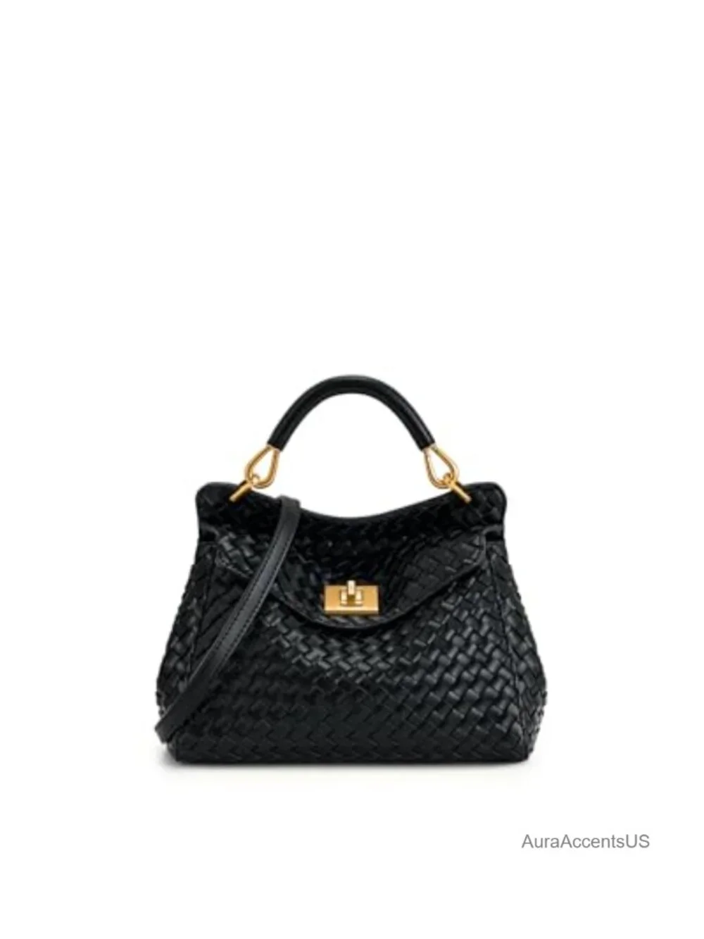Vegan Leather Top Handle Satchel Crossbody Bag Gold Hardware